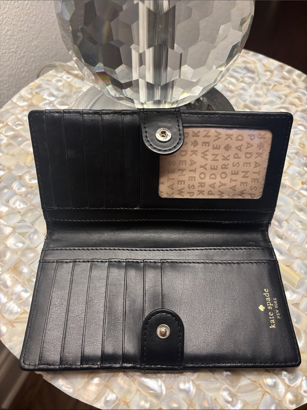 NWOT Kate Spade Black Patent Wallet – Embossed Heart & Club Motif - Picture 4 of 8